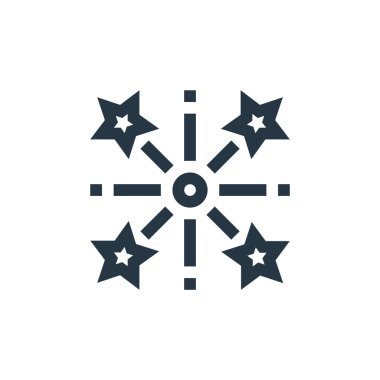 Müzik festivali konseptinden havai fişek ikonu vektörü. Düzenlenebilir havai fişeklerin ince bir çizgisi. Web ve mobil uygulamalarda kullanmak için havai fişek doğrusal işareti, logo, yazdırma ortamı.