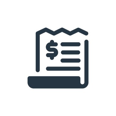 Ekonomi konseptinden fatura ikonu vektörü. Faturalandırılabilir felcin ince bir çizgisi. Web ve mobil uygulamalarda kullanmak için fatura doğrusal işareti, logo, yazdırma ortamı.