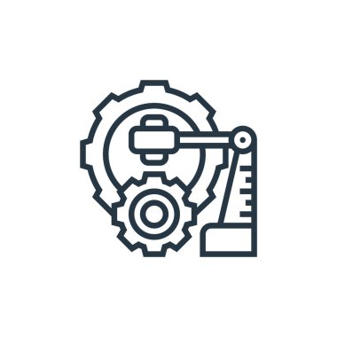 Endüstri konseptinden endüstriyel robot ikonu. Endüstriyel robot felcinin ince çizgisi. Web ve mobil uygulamalarda kullanmak için endüstriyel robot doğrusal işareti, logo, yazdırma ortamı.