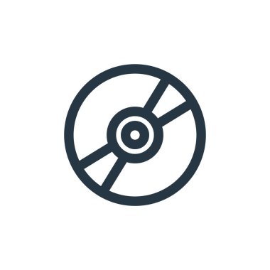 Müzik konseptinden küçük disk simgesi vektörü. Küçük disk düzenlenebilir darbenin ince çizgisi. Web ve mobil uygulamalar, logo ve yazdırma ortamlarında kullanmak için sıkıştırılmış disk doğrusal işareti.