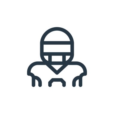 Amerikan futbolu konseptindeki oyuncu ikonu vektörü. Oyuncu düzenlenebilir vuruşunun ince çizgisi. Web ve mobil uygulamalarda kullanmak için oyuncu doğrusal işareti, logo, yazdırma ortamı.