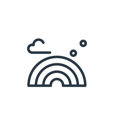 Bahar konseptinden gökkuşağı ikonu vektörü. Düzenlenebilir gökkuşağı vuruşunun ince çizgisi. Web ve mobil uygulamalarda kullanmak için gökkuşağı doğrusal işareti, logo, yazdırma ortamı.