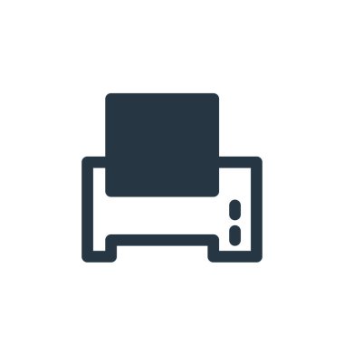 Yazıcı ve faks konseptindeki yazıcı simgesi vektörü. Yazıcının düzenlenebilir vuruşunun ince çizgisi. Web ve mobil uygulamalarda kullanmak için yazıcı doğrusal işareti, logo, yazdırma ortamı.