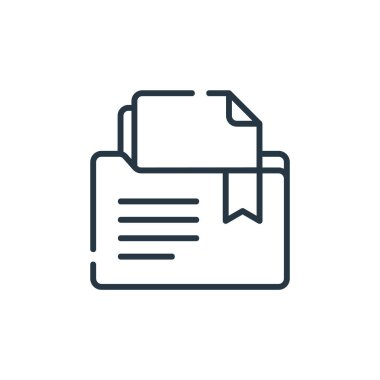 Dijital öğrenme kavramından dosya simgesi vektörü. Dosya düzenlenebilir vuruşun ince çizgisi. web ve mobil uygulamalarda kullanmak için dosya doğrusal işareti, logo, yazdırma ortamı.
