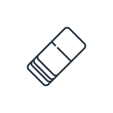Eğitim konseptinden silgi ikonu vektörü. Silinebilir felcin ince bir çizgisi. Web ve mobil uygulamalarda kullanmak için silgi doğrusal işareti, logo, yazdırma ortamı.