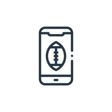 Amerikan futbolu konseptinden canlı spor ikonu vektörü. Düzenlenebilir spor vuruşlarının ince bir çizgisi. İnternet ve mobil uygulamalarda kullanmak için canlı spor doğrusal işareti, logo, yazdırma ortamı.