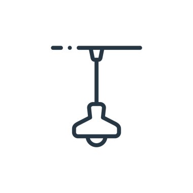 Mobilya konseptinden lamba ikonu vektörü. İnce çizgili lamba dekoltesi. Web ve mobil uygulamalarda kullanmak için lamba doğrusal işareti, logo, yazdırma ortamı.