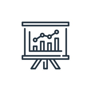 İş konseptinden bir simge vektörü. İnce çizgili düzenlenebilir felç çizgisi. Web ve mobil uygulamalarda kullanım için pano doğrusal işareti, logo, yazdırma ortamı.