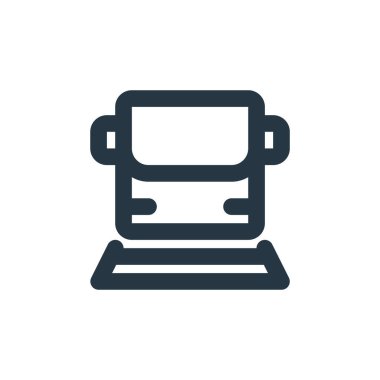 Ulaşım konseptinden ikon vektörü. Trenin düzenlenebilir vuruşunun ince bir çizgisi. Web ve mobil uygulamalarda kullanmak için tren doğrusal işareti, logo, yazdırma ortamı.