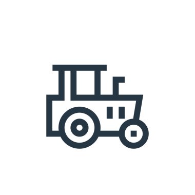 Makine konseptinden çekici ikon vektörü. İnce çizgili, düzenlenebilir traktör darbesi. Web ve mobil uygulamalarda kullanmak için traktör doğrusal işareti, logo, yazdırma ortamı.