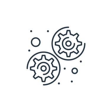 Strateji konseptinden ikon vektörü. Düzenlenebilir vuruşun ince çizgisi. ağ ve mobil uygulamalarda kullanmak için dişli doğrusal işareti, logo, yazdırma ortamı.