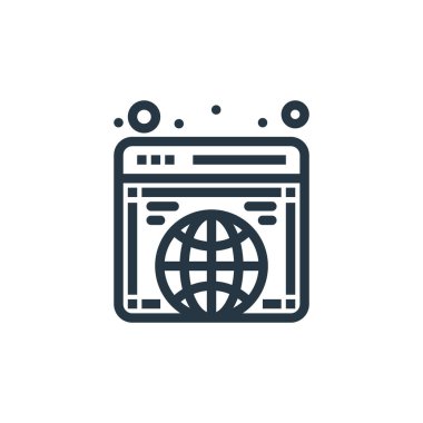 Yönetim konseptinden tarayıcı simgesi vektörü. Tarayıcı düzenlenebilir vuruşunun ince çizgisi. Web ve mobil uygulamalarda kullanmak için tarayıcı doğrusal imzası, logo, yazdırma ortamı.