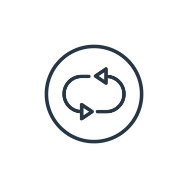 Medya oyuncuları konseptindeki ikon vektörünü tekrarla. İnce çizgili tekrarlanabilir felç çizgisi. Web ve mobil uygulamalarda, logoda ve yazdırma ortamında kullanım için doğrusal imza.