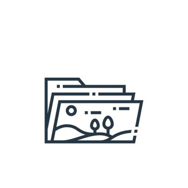 Fotoğraf konseptinden albüm dizini ikonu vektörü. Albüm dizini düzenlenebilir vuruşunun ince çizgisi. Web ve mobil uygulamalar, logo ve yazdırma ortamlarında kullanmak için albüm dizini imzası.