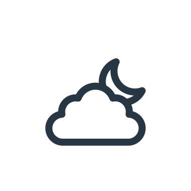 Tatil konseptinden Ay ikonu vektörü. Ay 'ın düzenlenebilir vuruşunun ince bir çizgisi. Web ve mobil uygulamalarda kullanmak için ay doğrusal işareti, logo, yazdırma ortamı.