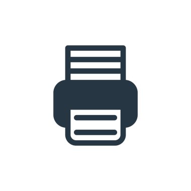 Yazıcı ve faks konseptinden kağıt yazıcı ikonu vektörü. Kağıt yazıcısının düzenlenebilir vuruşunun ince çizgisi. Web ve mobil uygulamalarda kullanmak için kağıt yazıcısı doğrusal işareti, logo, yazdırma ortamı.