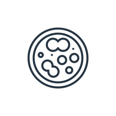 Mikroorganizma konseptinden bir petri kabı ikonu vektörü. İnce çizgili düzenlenebilir bakteri kabı felci çizgisi. Web ve mobil uygulamalarda kullanmak için petri kabı doğrusal işareti, logo, yazdırma ortamı.