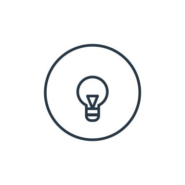 Genel kavramdaki ampul ikonu vektörü. Düzenlenebilir ampul vuruşunun ince çizgisi. Web ve mobil uygulamalar, logo ve yazdırma ortamlarında kullanmak için ampul doğrusal işareti.