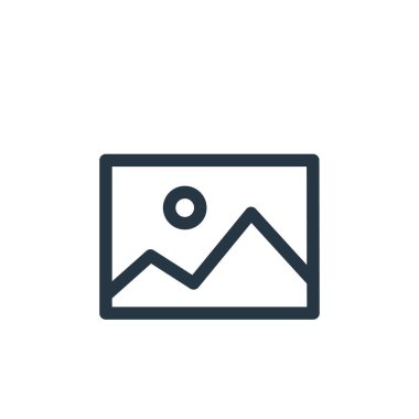 Çeşitli kavramlardan görüntü simgesi vektörü. Görüntü düzenlenebilir vuruşun ince çizgisi. Web ve mobil uygulamalarda kullanmak için resim doğrusal işareti, logo, yazdırma ortamı.