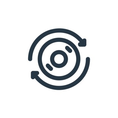 Disk araç çizgisi kavramından simge vektörünü tara. Düzenlenebilir felcin ince bir çizgisi. Web ve mobil uygulamalarda kullanım için doğrusal işareti tara, logo, yazdırma ortamı.