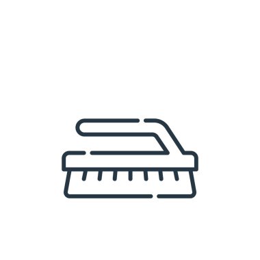 Hijyen rutin konseptinden fırça ikonu vektörü. Düzenlenebilir fırça darbesinin ince çizgisi. Web ve mobil uygulamalarda kullanmak için doğrusal fırça işareti, logo, yazdırma ortamı.