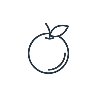 Gıda konseptinden turuncu ikon vektörü. İnce çizgili portakal deformasyonu. Web ve mobil uygulamalarda kullanım için turuncu doğrusal işaret, logo, yazdırma ortamı.