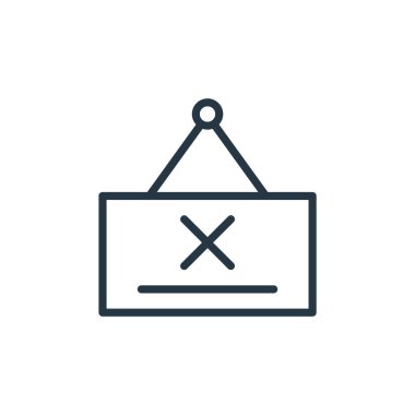 Alışveriş ve ecomerce konseptinden askı ikonu vektörü. Kapı askısının düzenlenebilir darbesinin ince bir çizgisi. Web ve mobil uygulamalarda kullanmak için kapı askısı doğrusal işareti, logo, yazdırma ortamı.