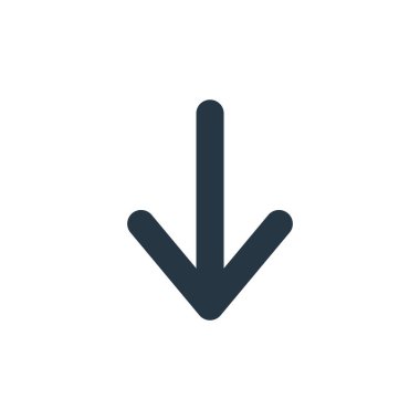 ok kavramından simge vektörünü azalt. Düzenlenebilir felcin ince bir çizgisi. Web ve mobil uygulamalar, logo ve yazdırma ortamlarında kullanım için aşağı doğrusal işaret.