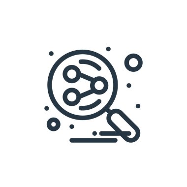 Yönetim konseptinden arama simgesi vektörü. Düzenlenebilir darbenin ince çizgisi. Web ve mobil uygulamalarda kullanmak için doğrusal arama işareti, logo, yazdırma ortamı.