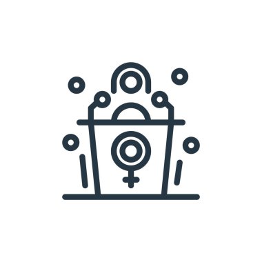 Kadınlar Günü konseptindeki konferans ikonu vektörü. Düzenlenebilir beyin felcinin ince çizgisi. Web ve mobil uygulamalarda kullanmak için konferans doğrusal işareti, logo, yazdırma ortamı.