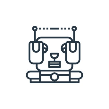 Yapay zeka kavramından köpek ikonu vektörü. Köpek felcinin ince bir çizgisi. Web ve mobil uygulamalarda kullanmak için köpek doğrusal işareti, logo, yazdırma ortamı.