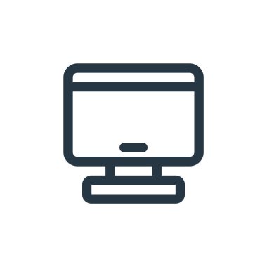 Kullanıcı arayüzü kavramından simge vektörünü izle. Monitörde düzenlenebilir felcin ince bir çizgisi. Web ve mobil uygulamalar, logo ve yazdırma ortamlarında kullanım için doğrusal işareti izle.