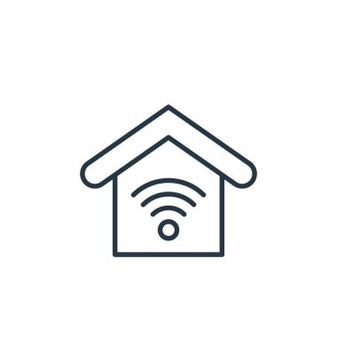 Akıllı kavramlardan kablosuz ağ ikonu vektörü. Kablosuz internet felcinin ince bir çizgisi. Web ve mobil uygulamalarda kullanmak için wifi doğrusal işareti, logo, yazdırma ortamı.