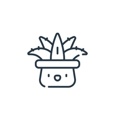 Berber dükkanı konseptindeki bitki ikonu vektörü. Düzenlenebilir bitki felcinin ince bir çizgisi. Web ve mobil uygulamalarda kullanım için bitkisel doğrusal işaret, logo, yazdırma ortamı.