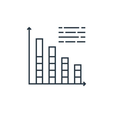 Veri analizi konseptinden bar grafik ikonu vektörü. Düzenlenebilir inme çizelgesinin ince çizgisi. Web ve mobil uygulamalar, logo ve yazdırma ortamlarında kullanmak için bar çizelgesi çizelgesi işareti.