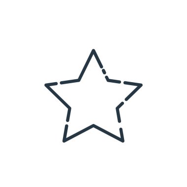 Kullanıcı arayüzü kavramından yıldız simgesi vektörü. Yıldız düzenlenebilir vuruşunun ince çizgisi. Web ve mobil uygulamalarda kullanmak için yıldız doğrusal işareti, logo, yazdırma ortamı.
