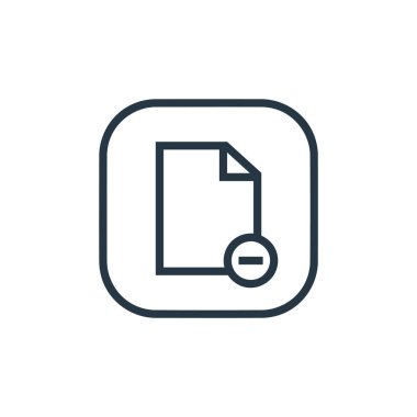Dosya ve dizin konseptinden dosya simgesi vektörünü kaldır. Dosya düzenlenebilir vuruşunun ince çizgisi. Web ve mobil uygulamalar, logo ve yazdırma ortamlarında kullanmak için dosya doğrusal işaretini sil.