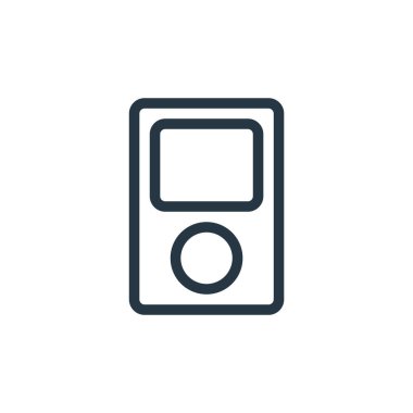 Elektronik konseptinden ipod simgesi vektörü. İpod düzenlenebilir felcin ince çizgisi. Web ve mobil uygulamalarda kullanmak için ipod doğrusal işareti, logo, yazdırma ortamı.