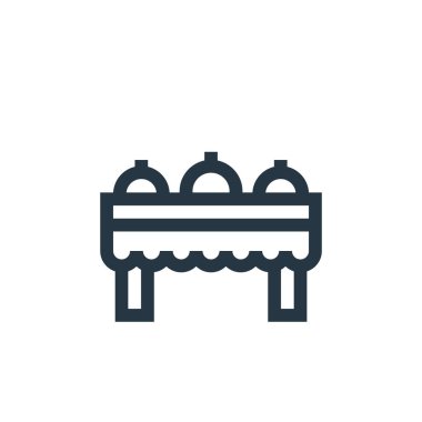 Kutlama konseptinden açık büfe ikon vektörü. Açık büfede düzenlenebilir vuruşların ince bir çizgisi. Web ve mobil uygulamalarda kullanmak için açık büfe doğrusal işareti, logo, yazdırma ortamı.