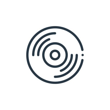 Müzik konseptinden cd simgesi vektörü. Cd düzenlenebilir felcin ince çizgisi. Web ve mobil uygulamalarda kullanmak için cd doğrusal işareti, logo, yazdırma ortamı.