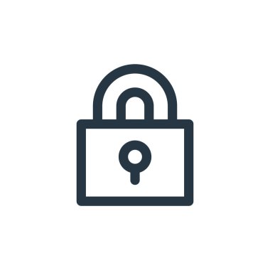 Kullanıcı arayüzü kavramından güvenli simge vektörü. İnce çizgili düzenlenebilir felç çizgisi. Web ve mobil uygulamalarda kullanmak için güvenli doğrusal işaret, logo, yazdırma ortamı.