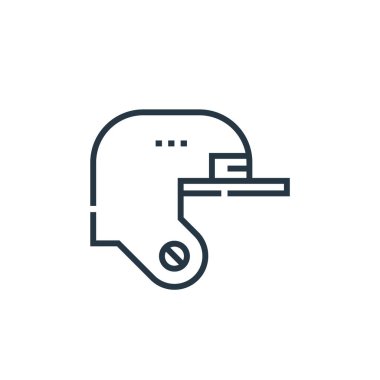 Beyzbol konseptinden kask ikonu vektörü. Düzenlenebilir kask vuruşunun ince bir çizgisi. Web ve mobil uygulamalarda kullanmak için miğfer doğrusal işareti, logo, yazdırma ortamı.