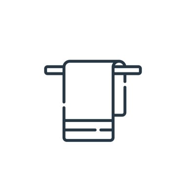 Hijyen rutin konseptinden havlu ikonu vektörü. Düzenlenebilir havlunun ince çizgisi. Web ve mobil uygulamalarda kullanmak için havlu doğrusal işareti, logo, yazdırma ortamı.