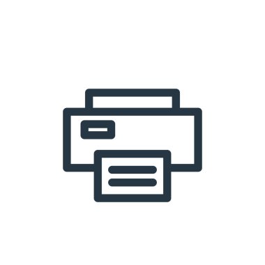 Çeşitli kavramlardan gelen yazıcı simgesi vektörü. Yazıcının düzenlenebilir vuruşunun ince çizgisi. Web ve mobil uygulamalarda kullanmak için yazıcı doğrusal işareti, logo, yazdırma ortamı.