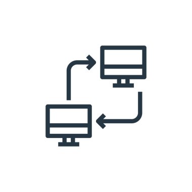 Pazarlama seosu iş konseptinden ikon vektörü paylaşımı. Düzenlenebilir vuruşu paylaşmanın ince çizgisi. Web ve mobil uygulamalar, logo ve yazdırma ortamlarında kullanım için doğrusal işaret paylaşımı.