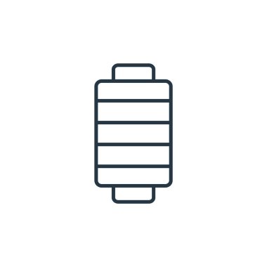 Dikiş konseptinden iplik ikonu vektörü. İnce çizgili düzenlenebilir felç çizgisi. Web ve mobil uygulamalarda kullanmak için iplik doğrusal işareti, logo, yazdırma ortamı.