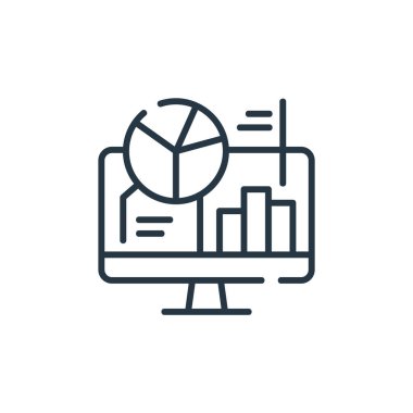 Dijital öğrenme kavramından istatistik ikonu vektörü. Düzenlenebilir inme istatistiklerinin ince çizgisi. Web ve mobil uygulamalarda kullanım için istatistikler doğrusal işareti, logo, yazdırma ortamı.