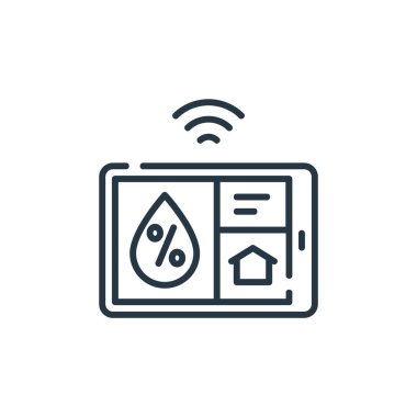 Akıllı kavramlardan nem ikonu vektörü. Düzenlenebilir nemin ince bir çizgisi. Web ve mobil uygulamalar, logo ve yazdırma ortamlarında kullanım için nemin doğrusal işareti.