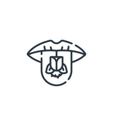 Rock 'n Roll konseptindeki dil ikonu vektörü. Dil düzenlenebilir vuruşun ince çizgisi. Web ve mobil uygulamalarda kullanmak için dil doğrusal işareti, logo, yazdırma ortamı.