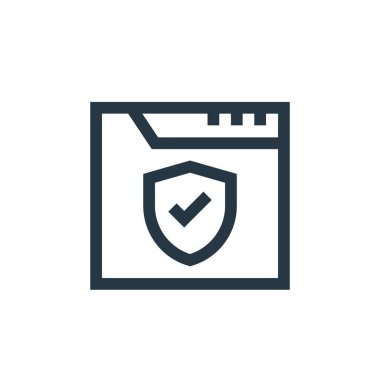 Web bakım konseptinden koruma ikonu vektörü. Düzenlenebilir felcin ince bir çizgisi. Web ve mobil uygulamalarda kullanım için doğrusal koruma işareti, logo, yazdırma ortamı.